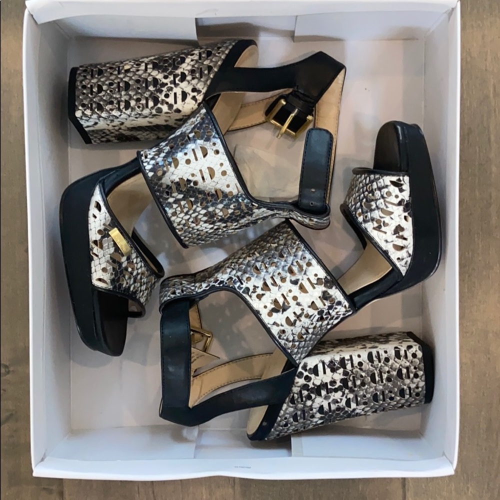 Calvin Klein snake print heels